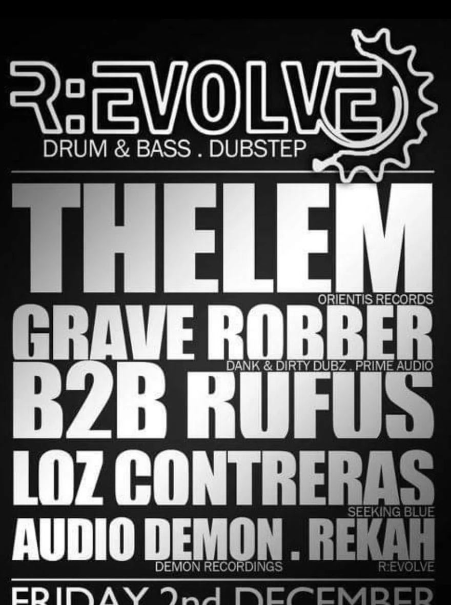 R:EVOLVE drum and bass flyer featuring Audio Demon at Influx Nightclub Bradford
